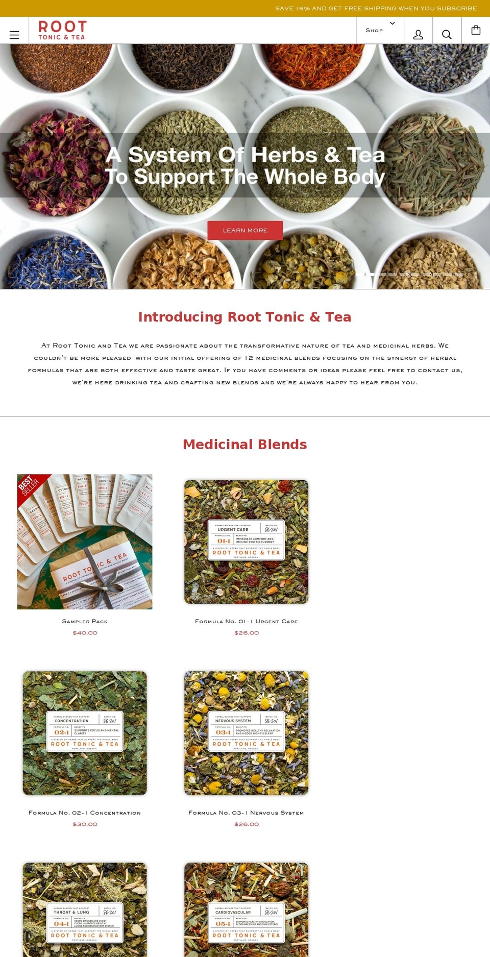roottonicandtea.com shopify website screenshot