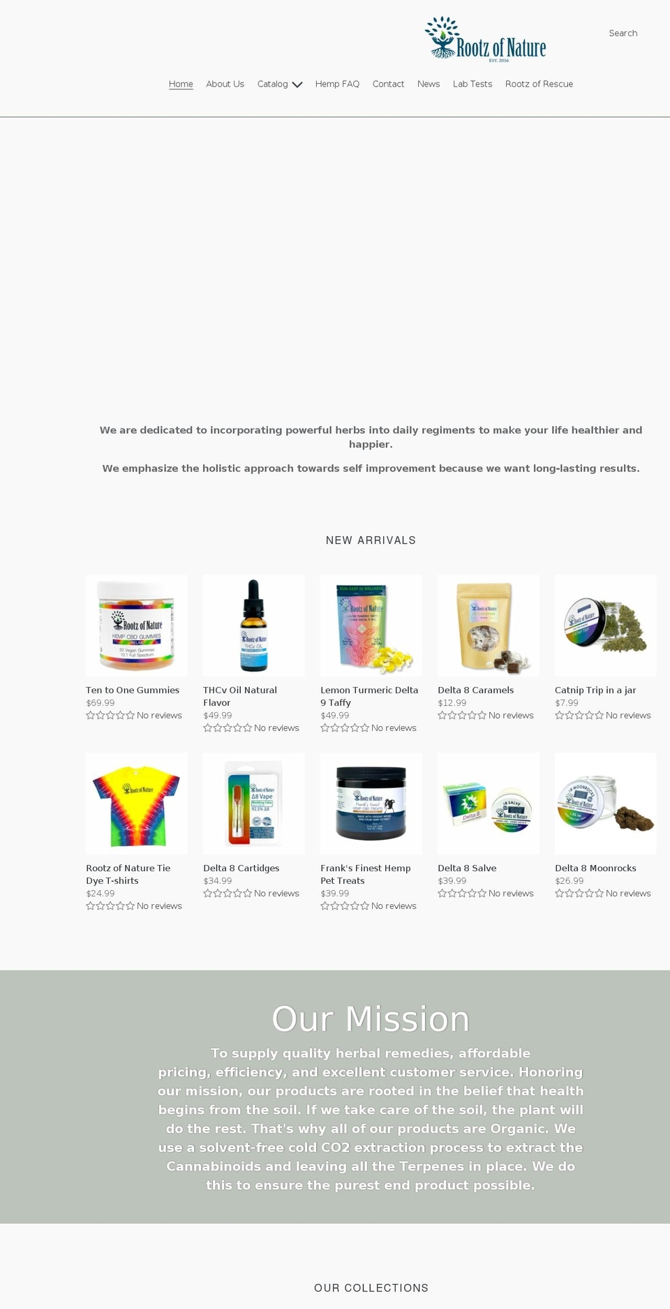 rootzofnature.com shopify website screenshot
