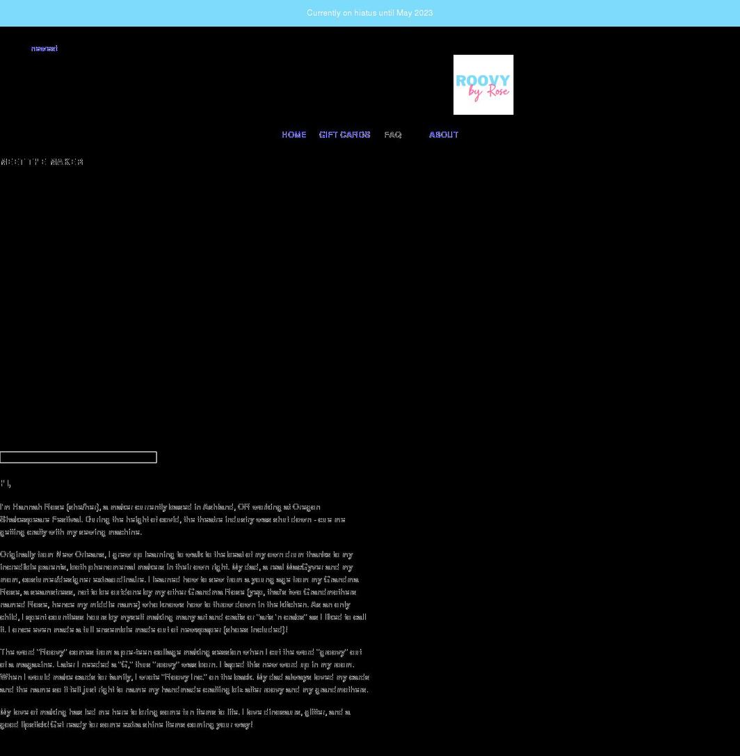 roovybyrose.com shopify website screenshot