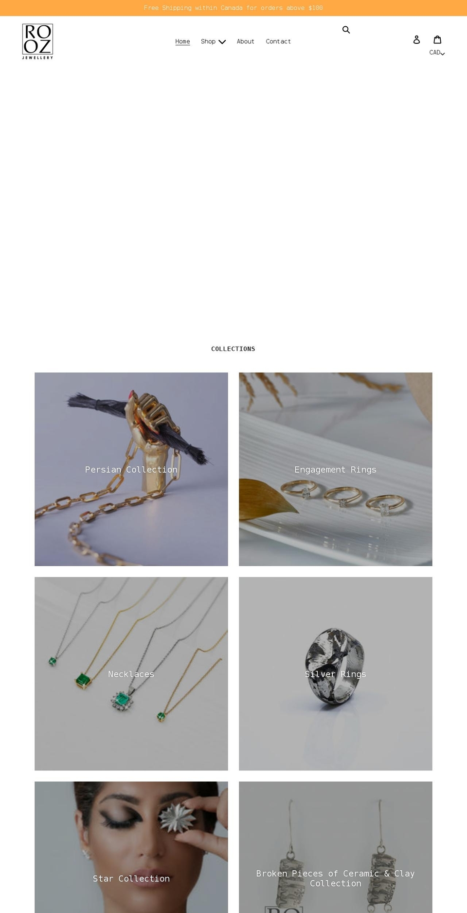 roozjewellery.com shopify website screenshot