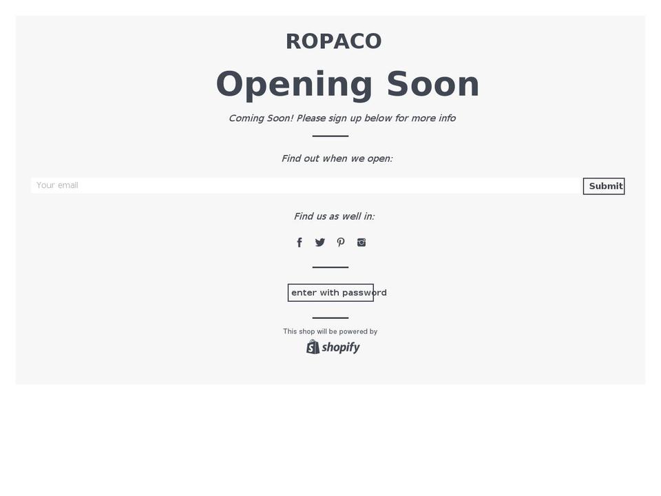 ropaco.com shopify website screenshot