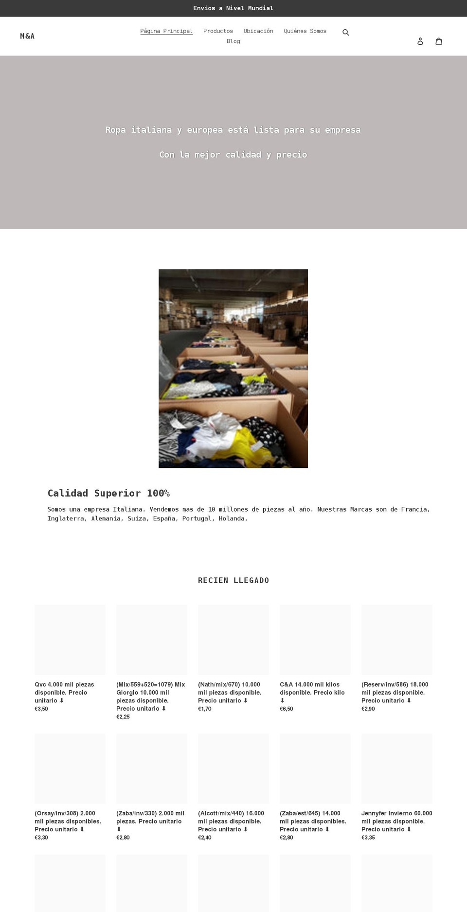 ropaeuropea.com shopify website screenshot