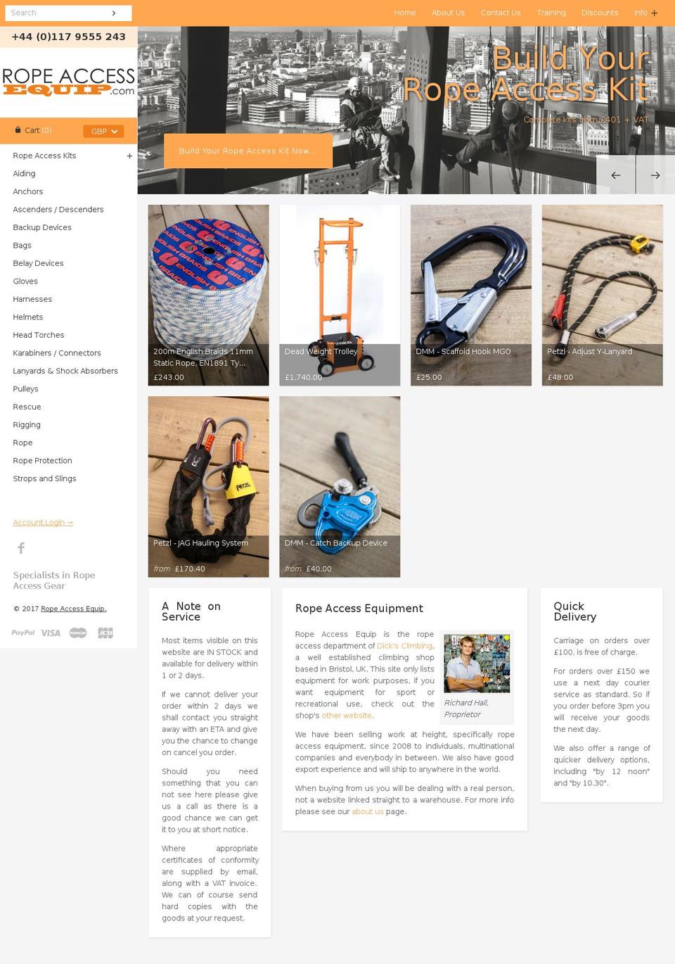 ropeaccessequip.com shopify website screenshot