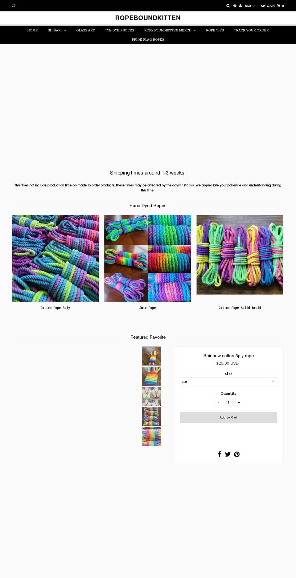 ropeboundkitten.net shopify website screenshot