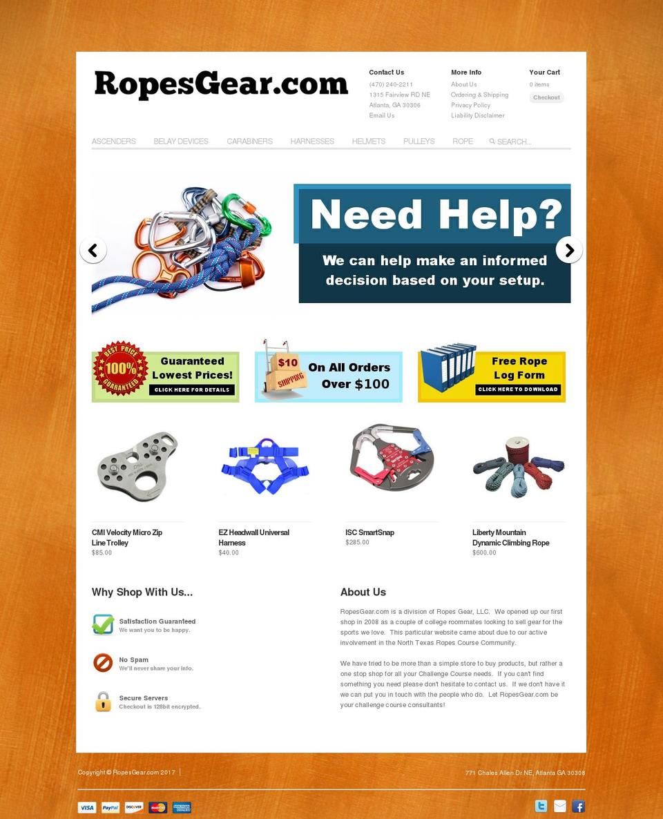 ropesgear.com shopify website screenshot