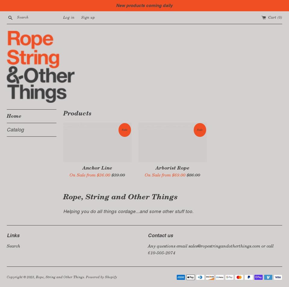 ropestringandotherthings.com shopify website screenshot