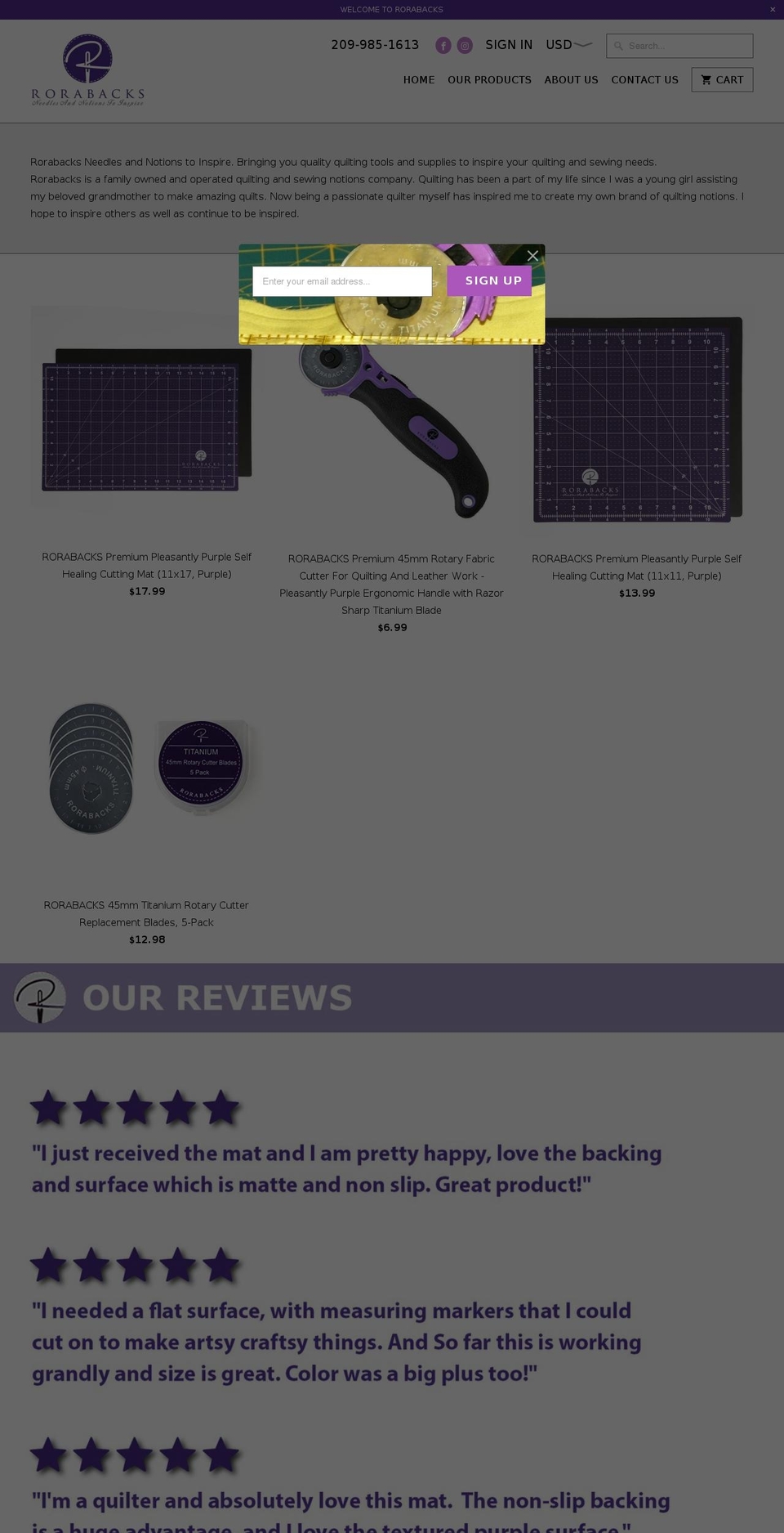 rorabacks.com — Shopify storefront screenshot