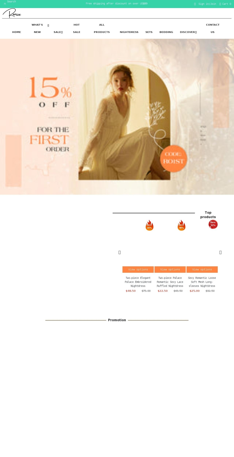 rorien.com shopify website screenshot