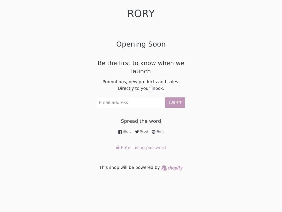 roryfashion.com shopify website screenshot
