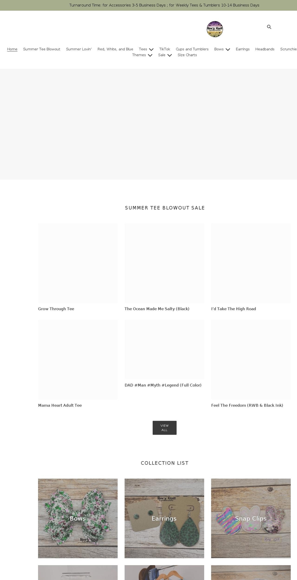 rorygailhandmade.com shopify website screenshot