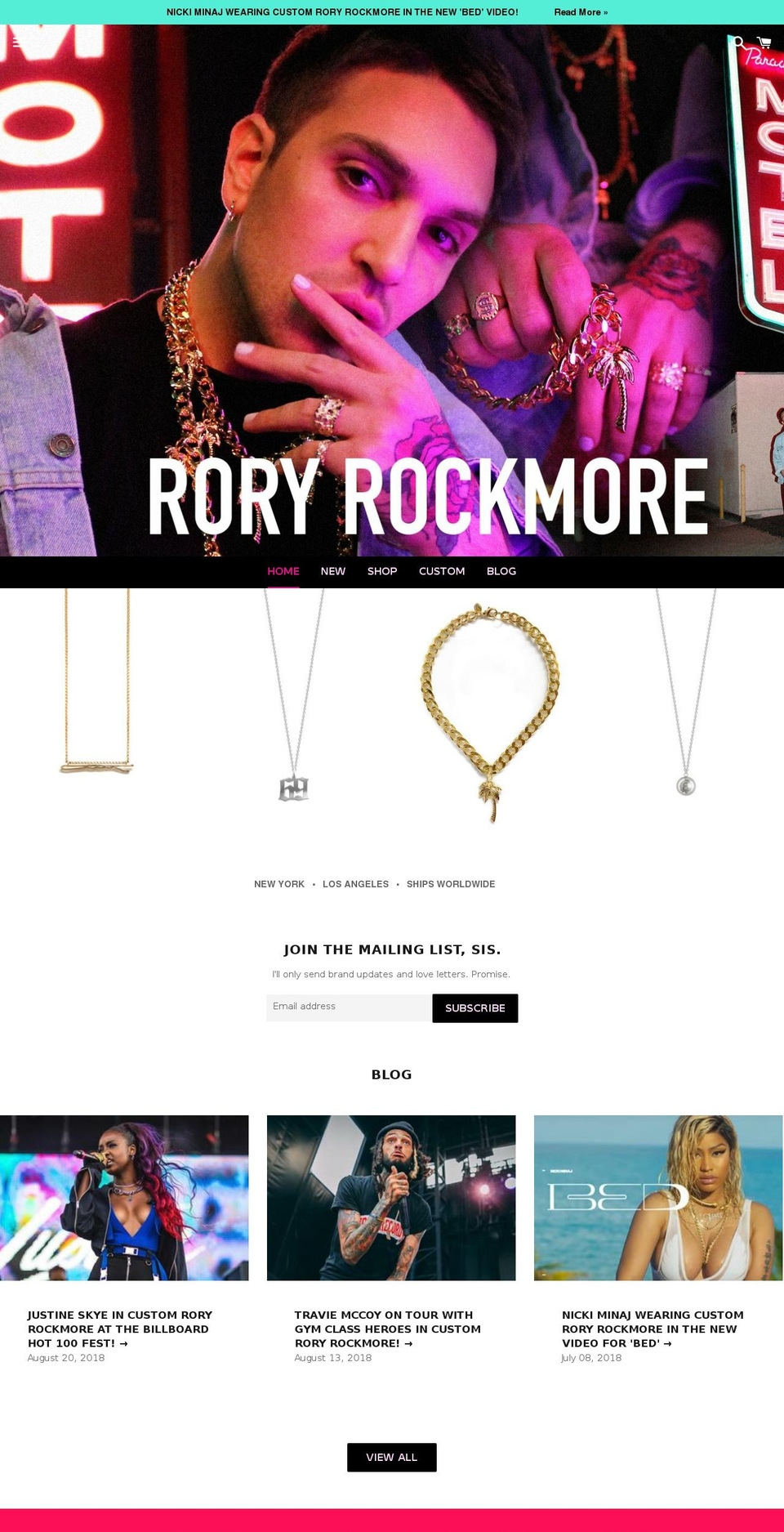 Publisher Shopify theme site example roryrockmore.com