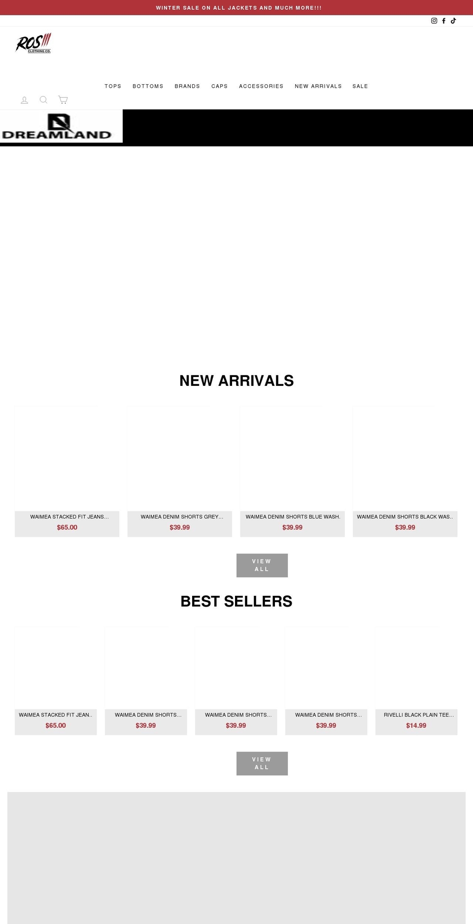 ros3clothing.com shopify website screenshot