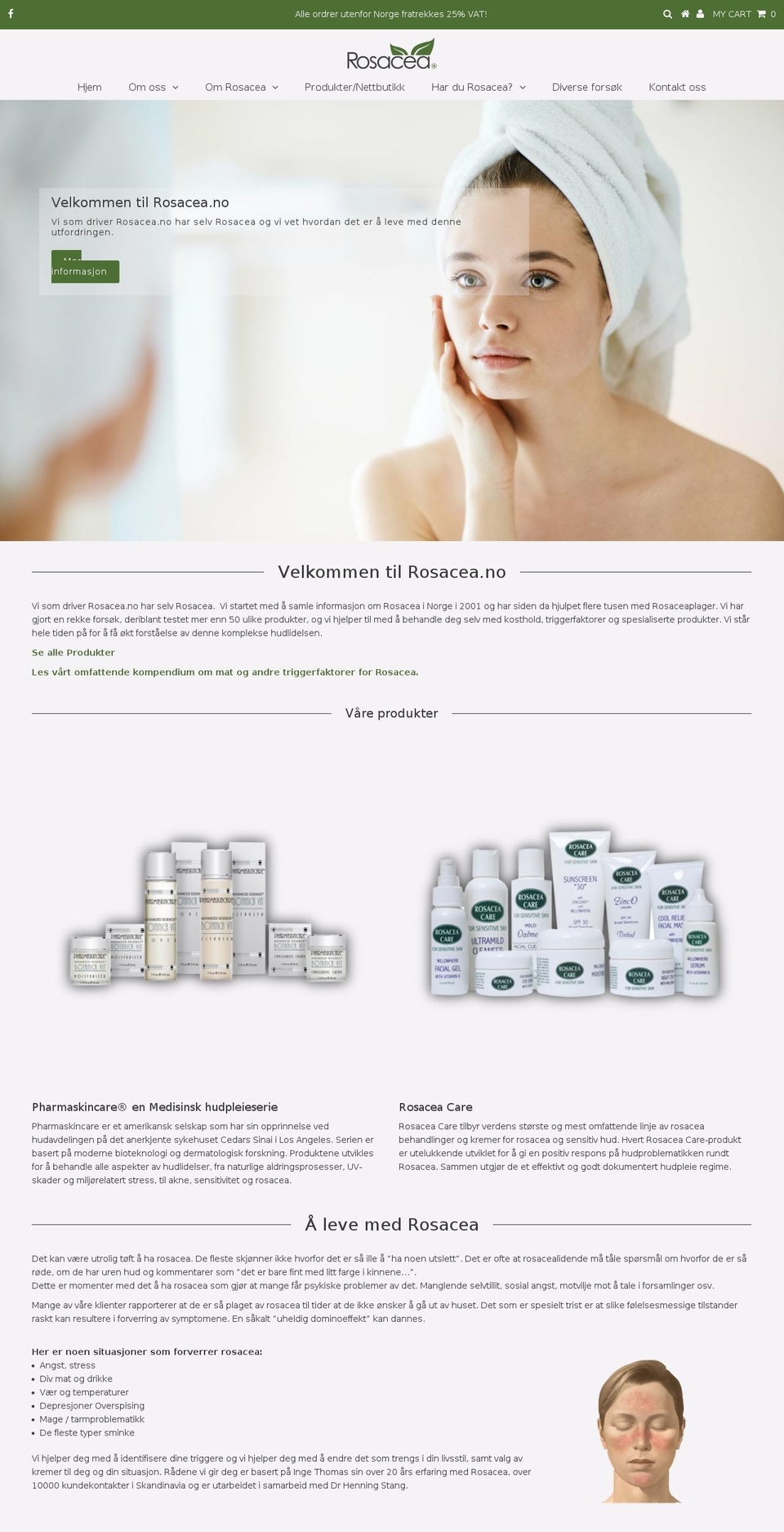 rosacea.no shopify website screenshot