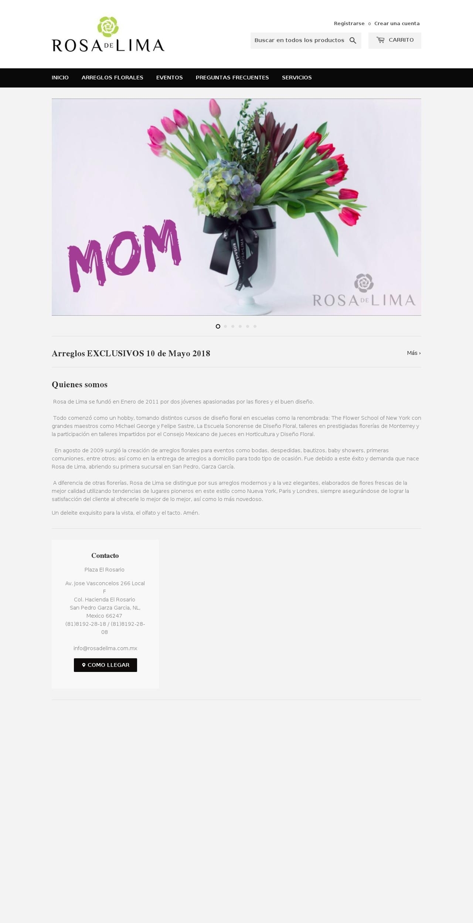 rosadelima.mx shopify website screenshot