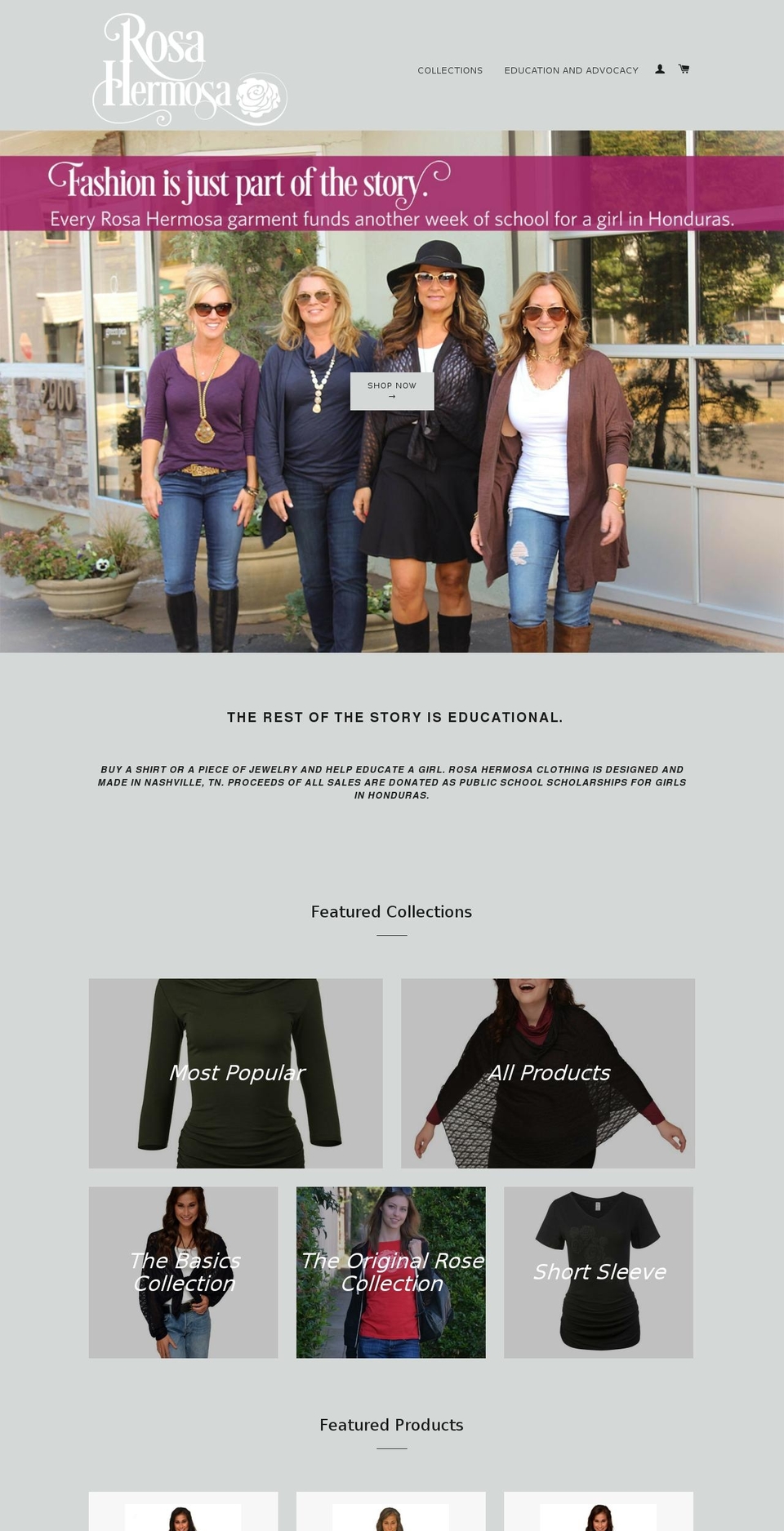 rosahermosaboutique.com shopify website screenshot