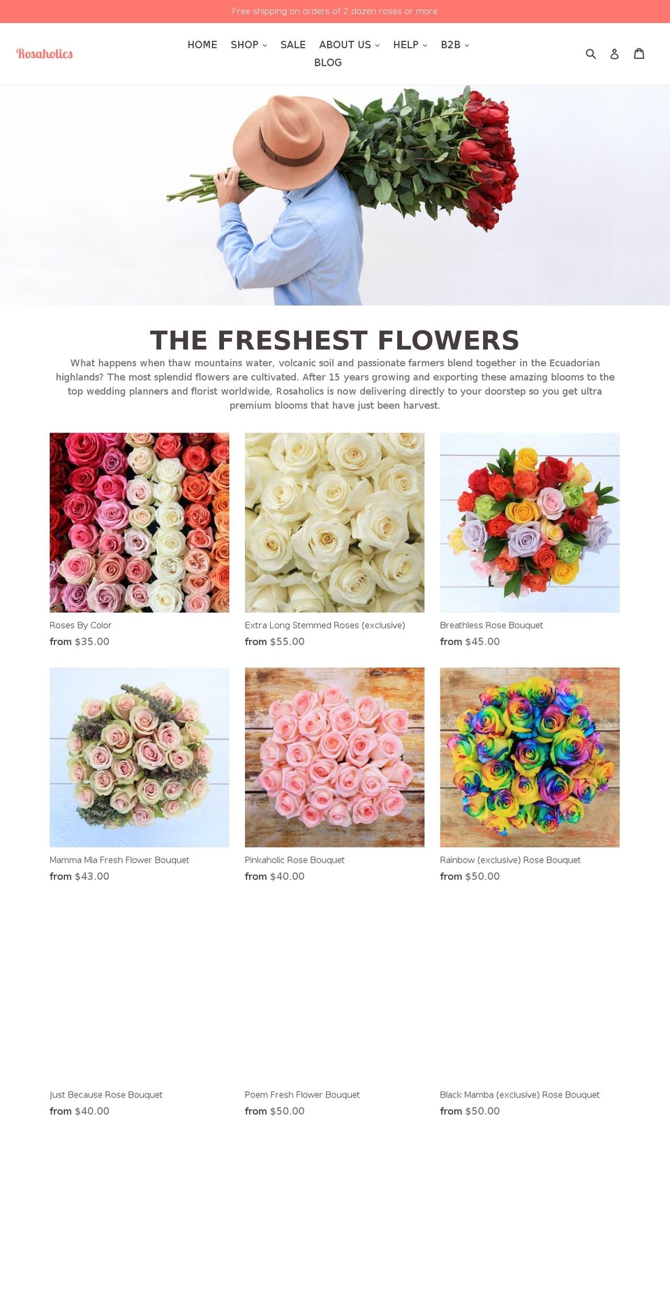 rosaholic.com — Shopify storefront screenshot