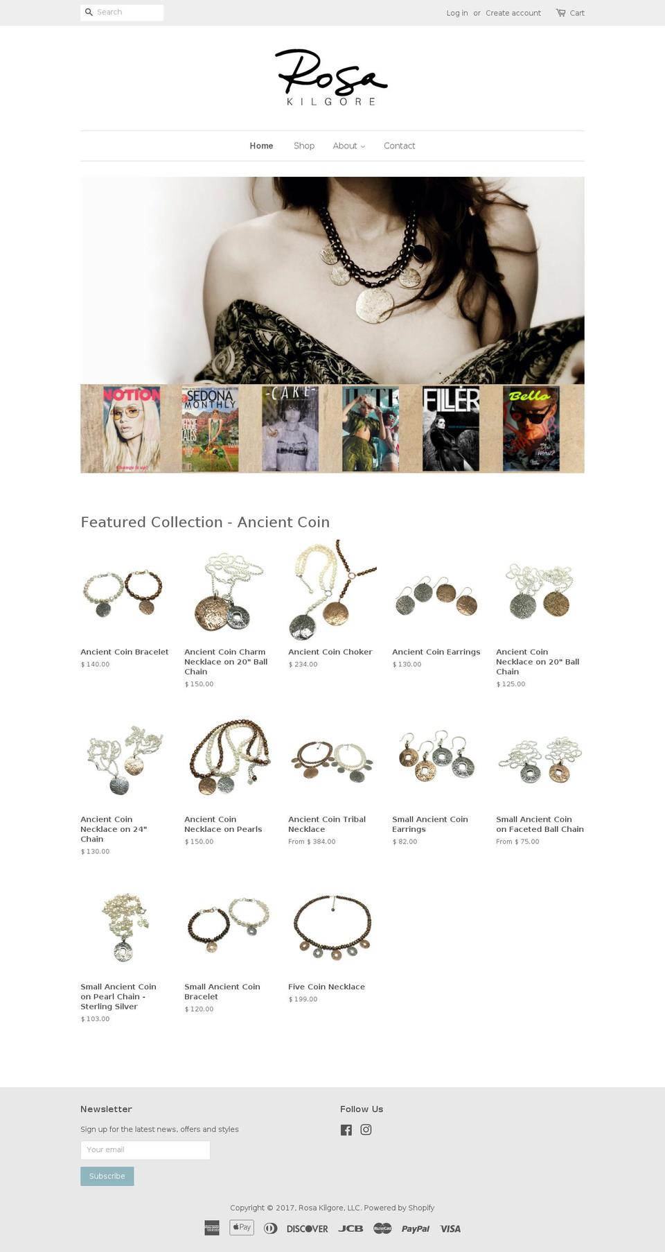 rosakilgore.com shopify website screenshot