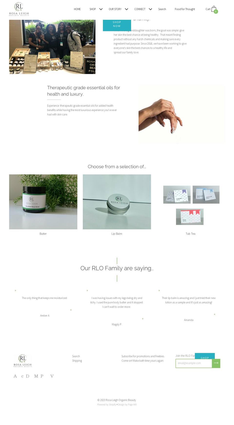 rosaleighorganicbeauty.com shopify website screenshot