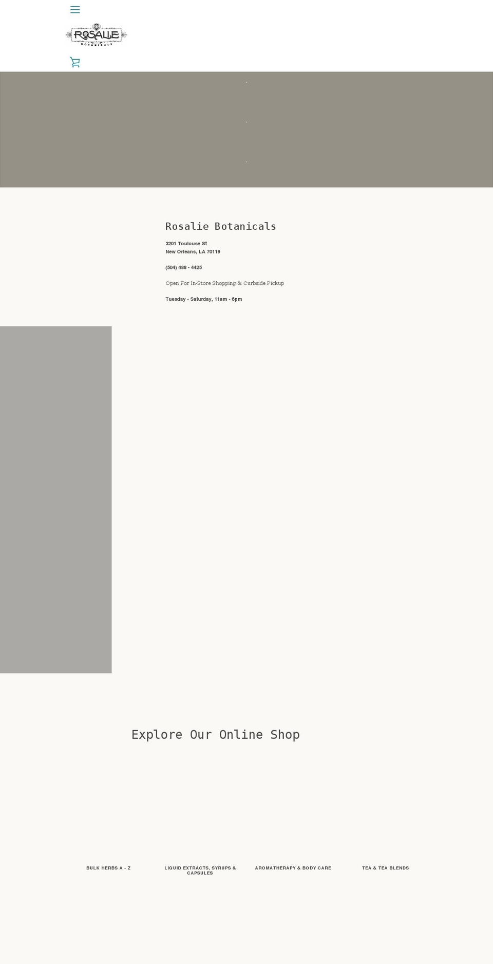 rosaliebotanicals.com shopify website screenshot