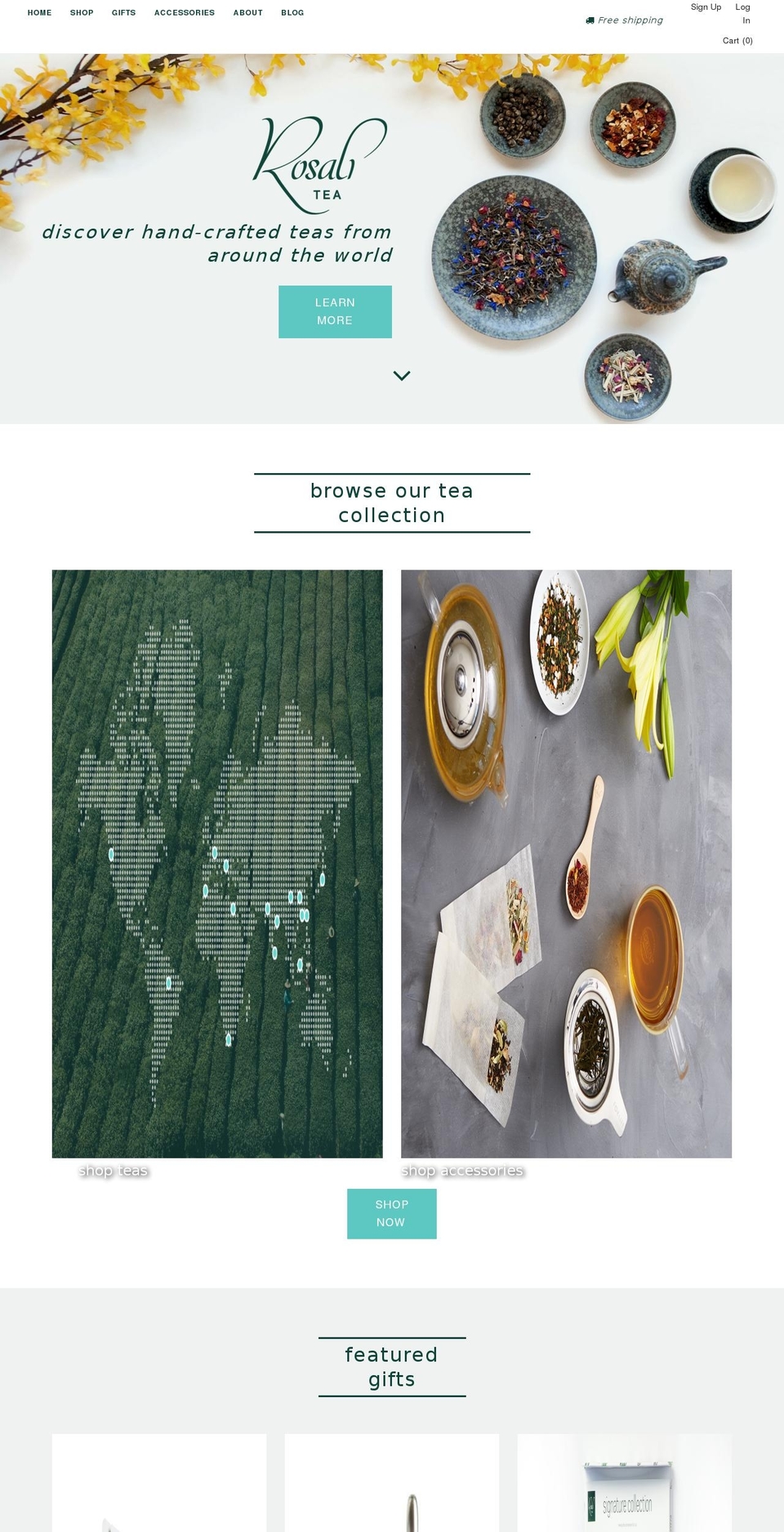 rosalitea.com shopify website screenshot