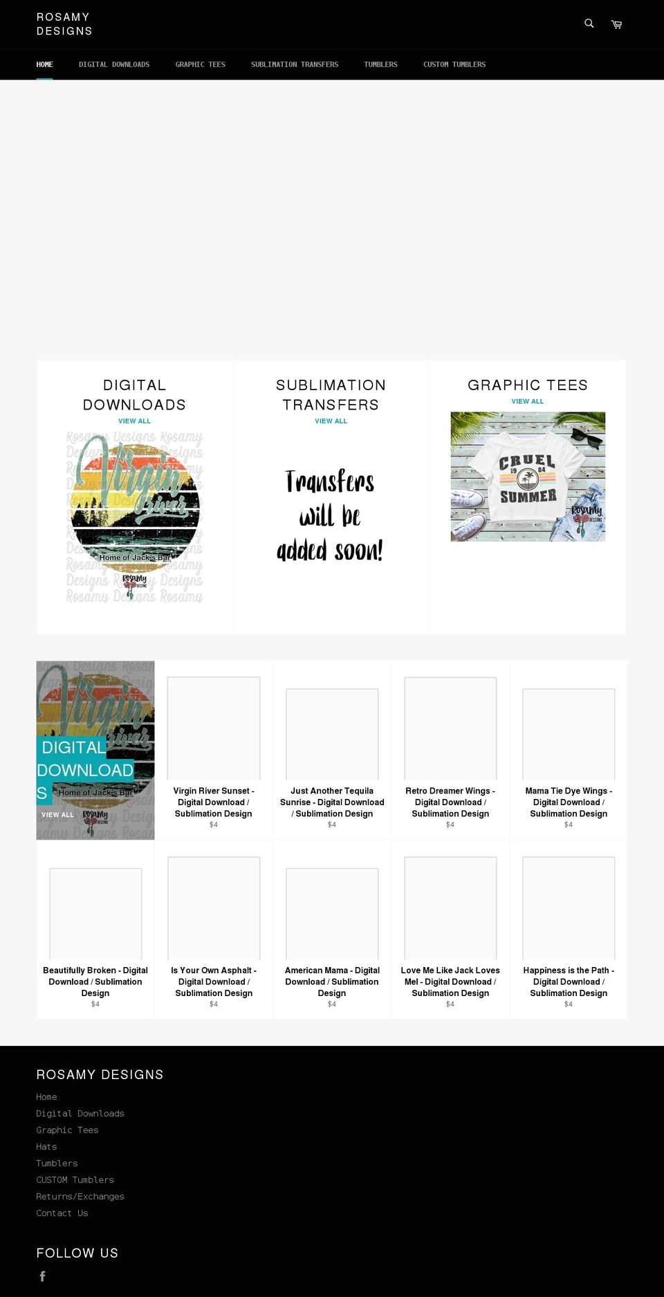 rosamydesigns.com shopify website screenshot