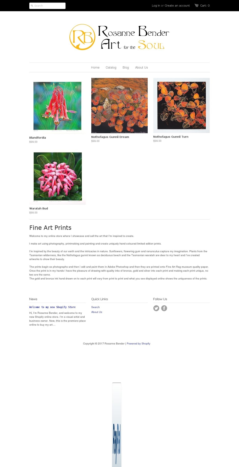 rosanne-bender.com shopify website screenshot