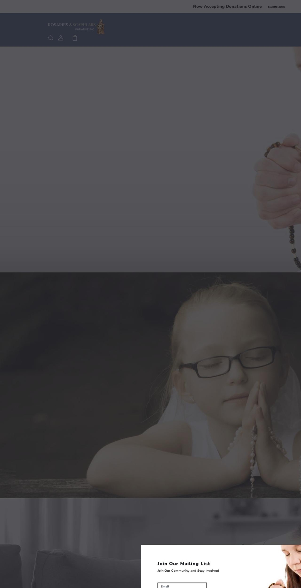 rosariesandscapulars.org shopify website screenshot