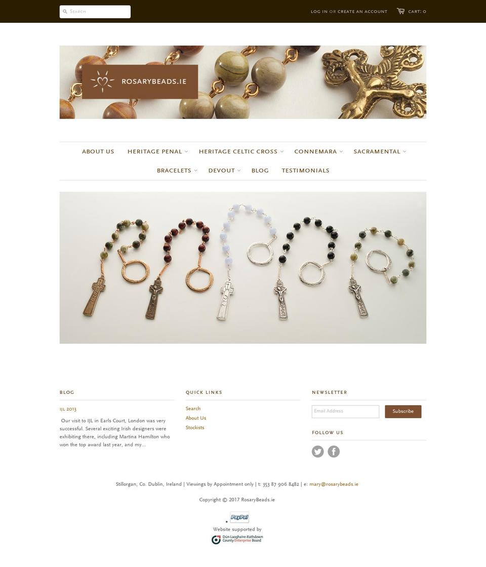 rosarybeads.ie shopify website screenshot
