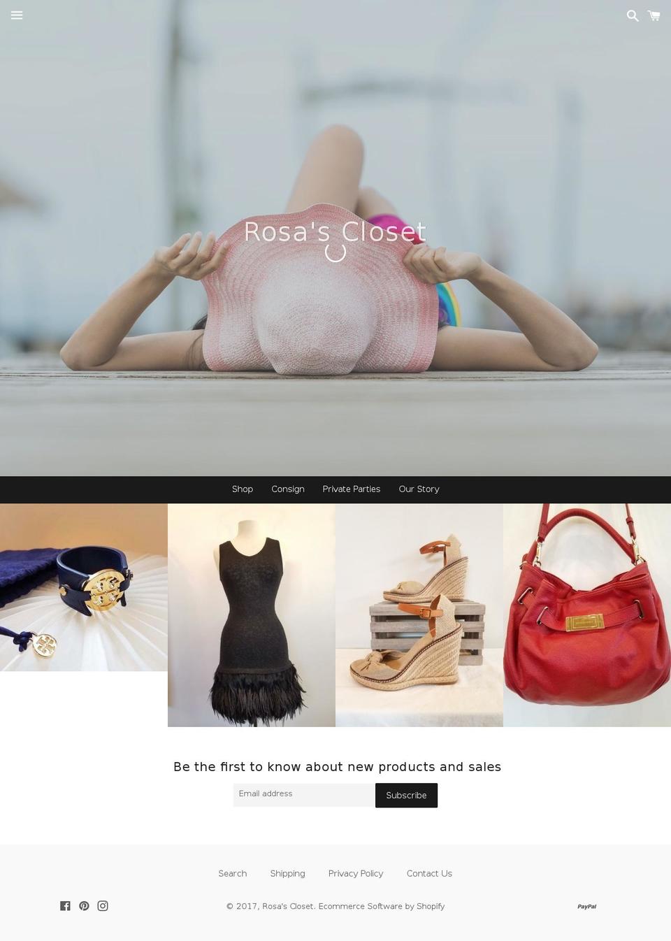 rosascloset.com shopify website screenshot
