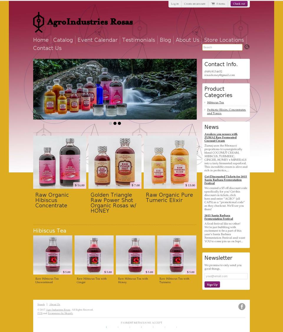 rosashoney.com shopify website screenshot