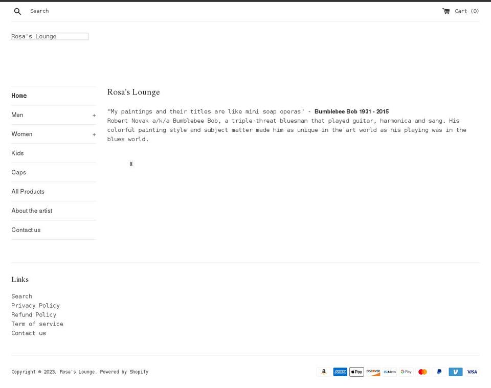 rosaslounge.net shopify website screenshot