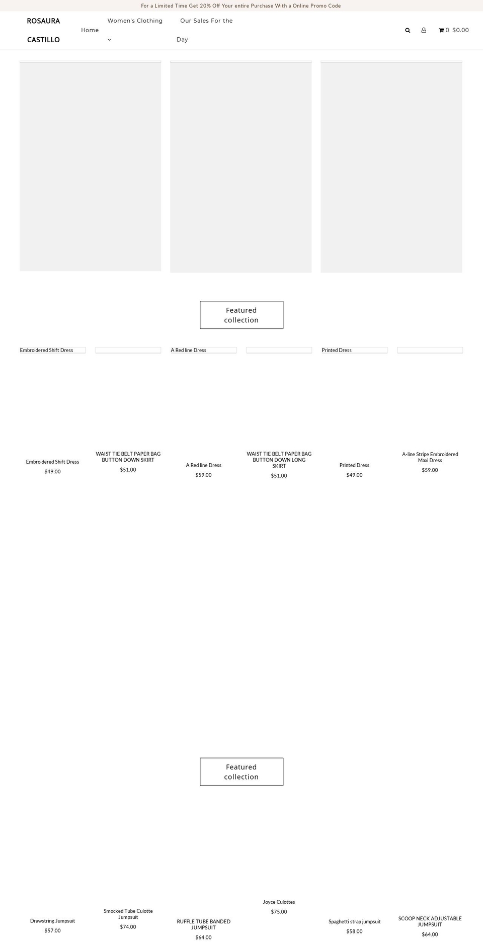 rosauracastillo.com — Shopify storefront screenshot