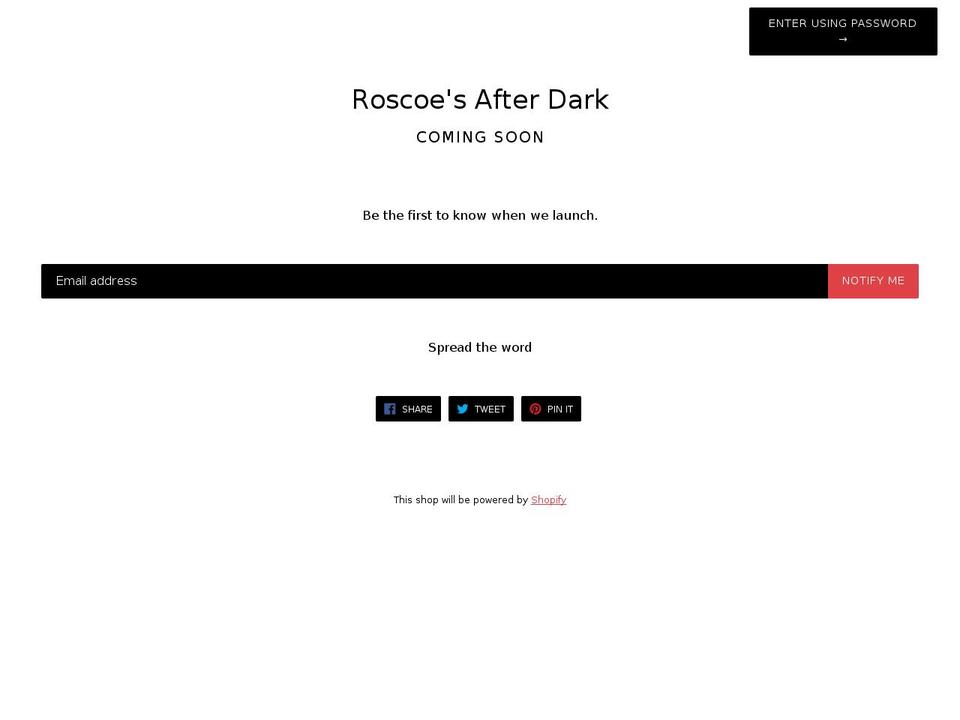 roscoesafterdark.com — Shopify storefront screenshot