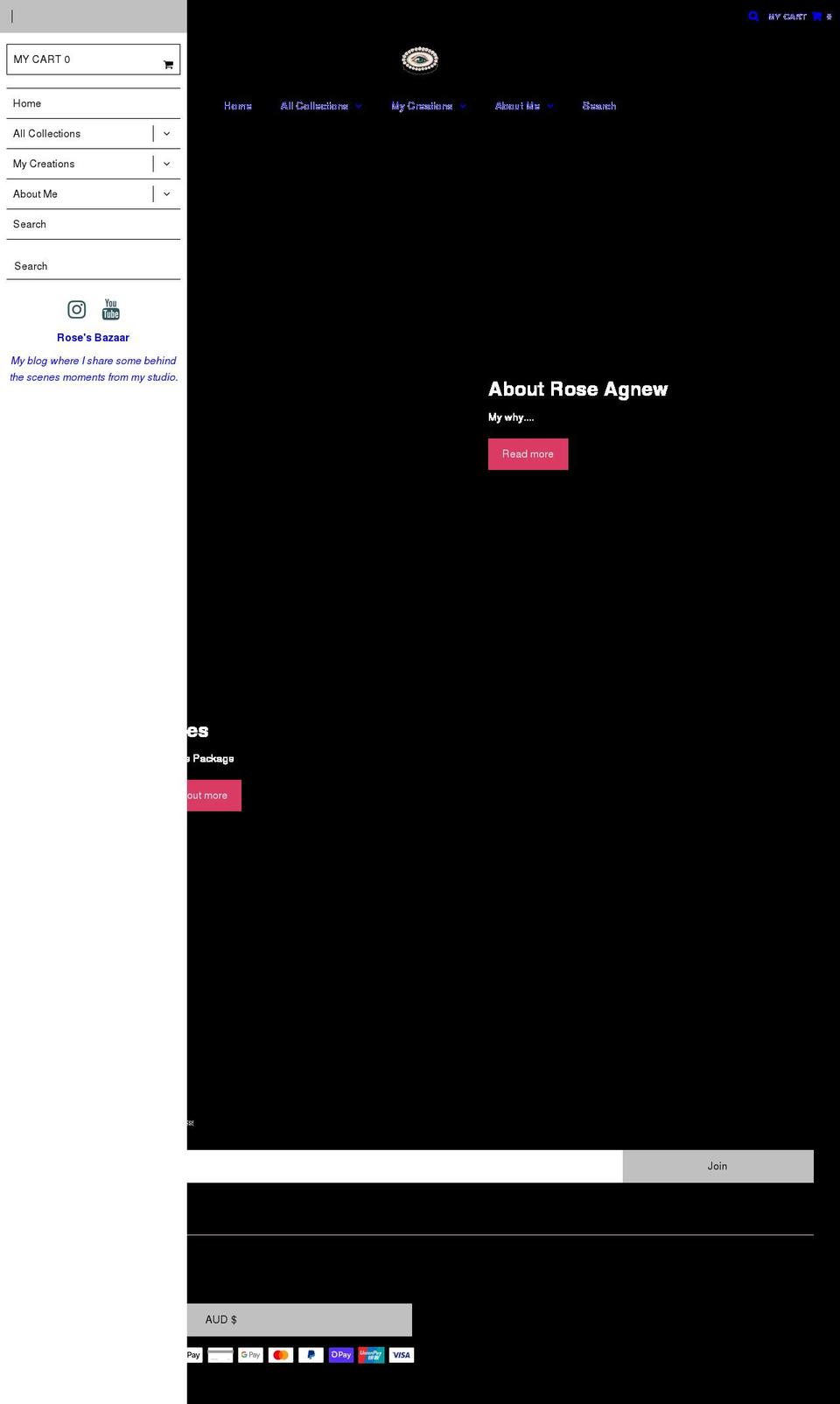 roseagnew.com shopify website screenshot