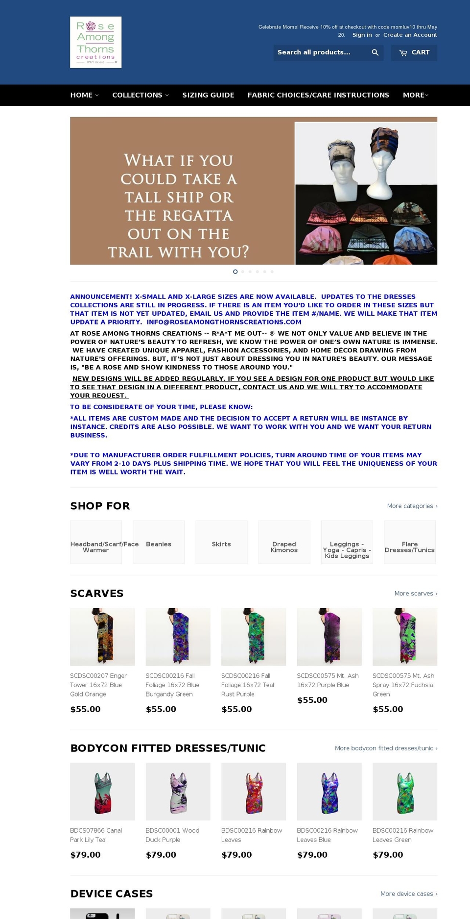 roseamongthornscreations.com shopify website screenshot