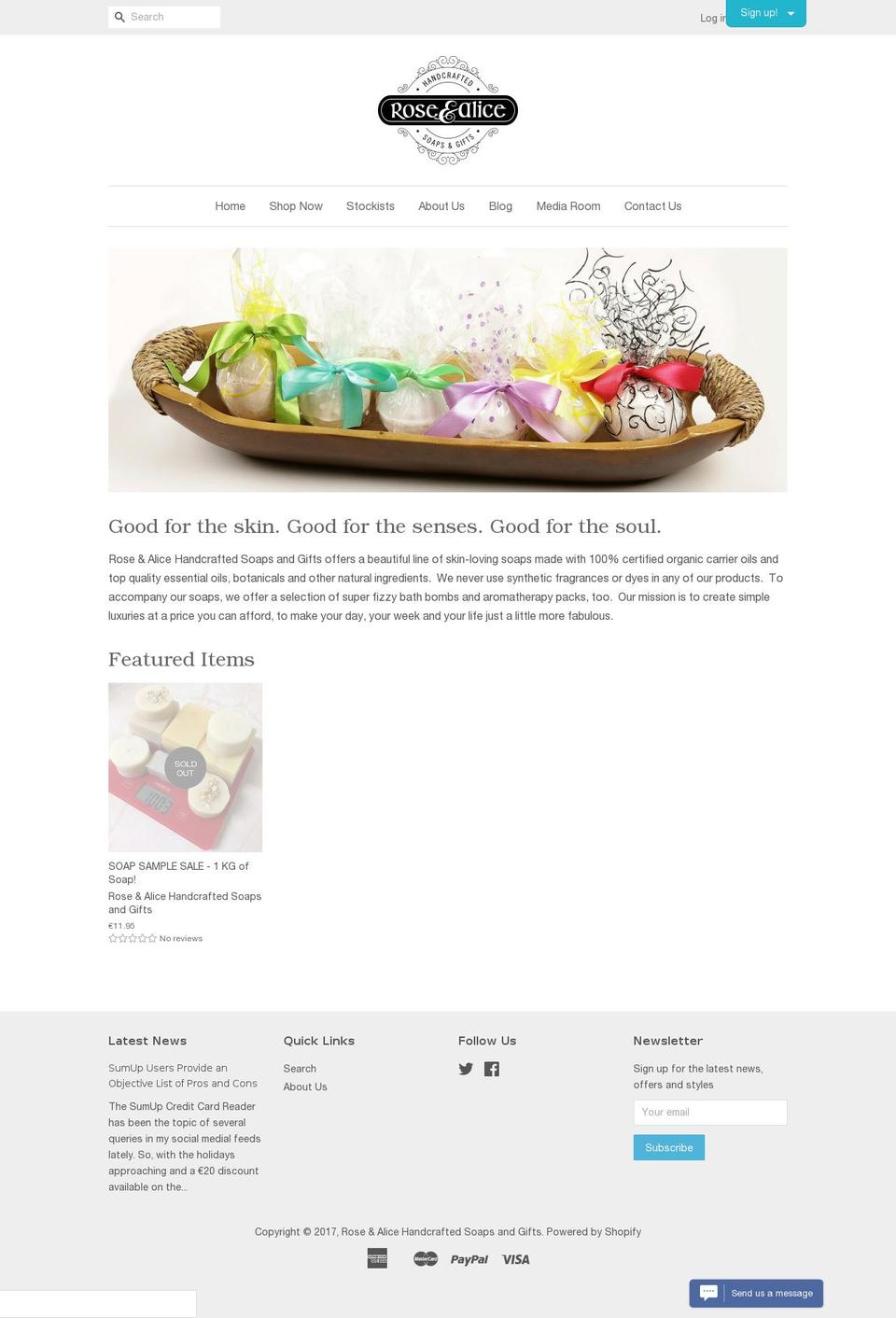 roseandalice.com shopify website screenshot