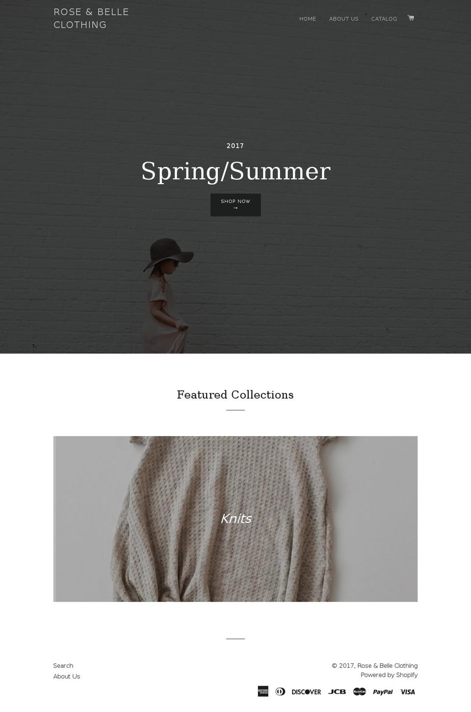 roseandbelleclothing.com shopify website screenshot