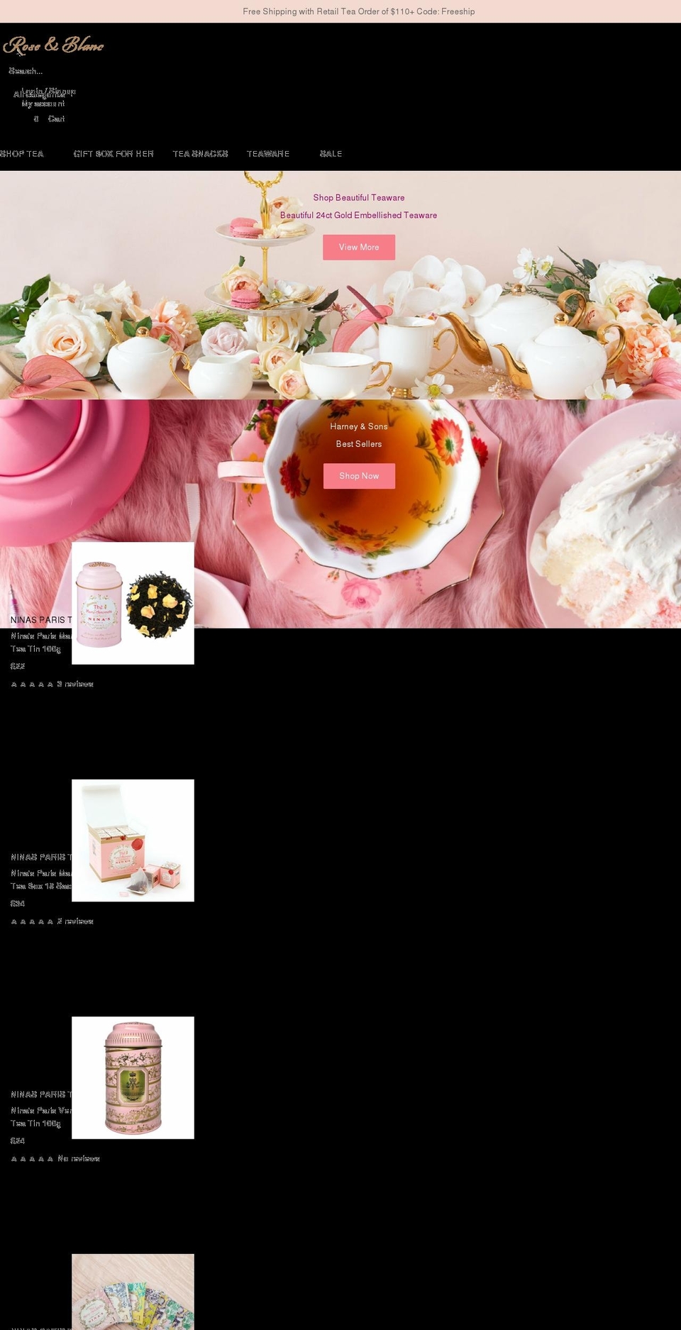 roseandblanc.com shopify website screenshot
