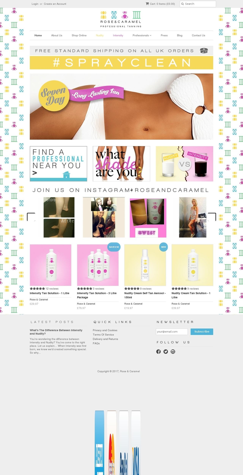 roseandcaramel.com shopify website screenshot
