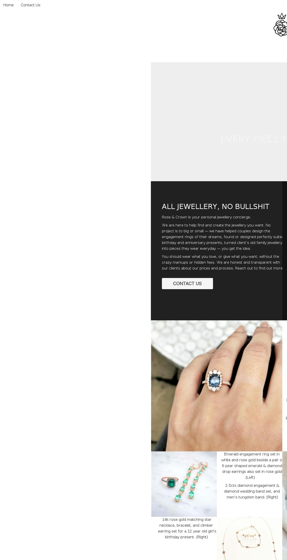 roseandcrowndesign.com shopify website screenshot