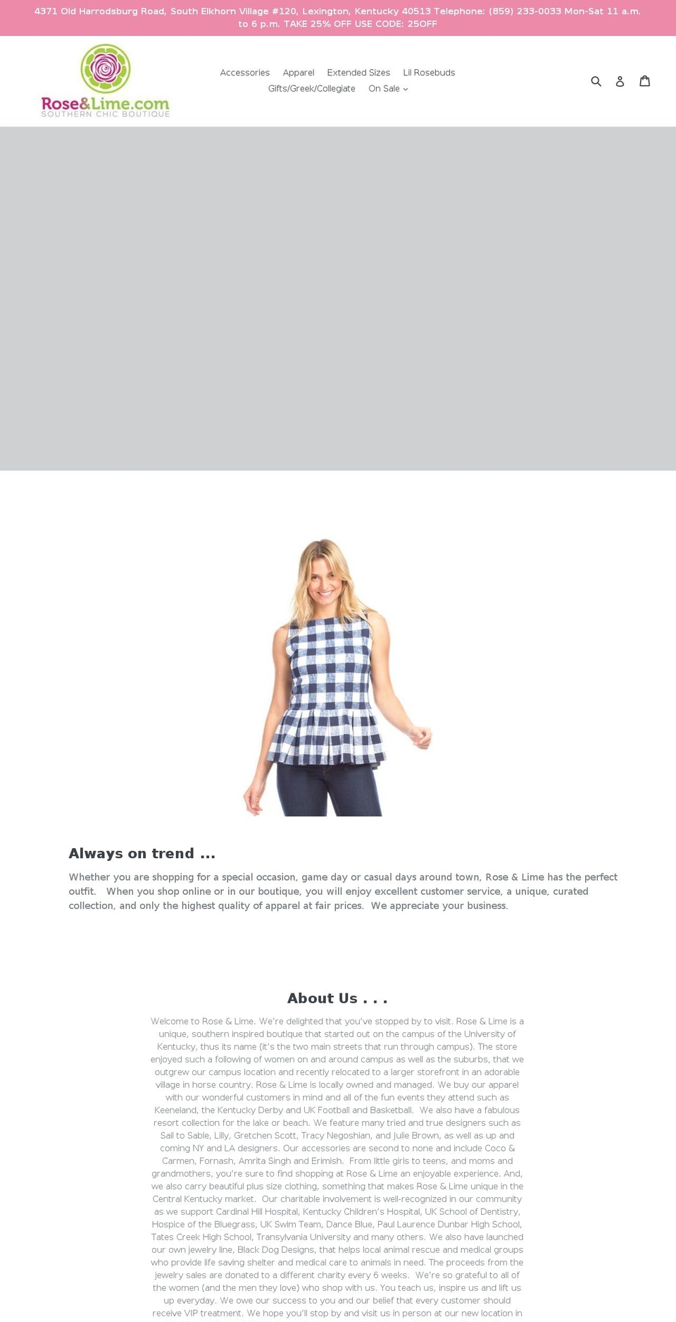 roseandlime.com — Shopify storefront screenshot