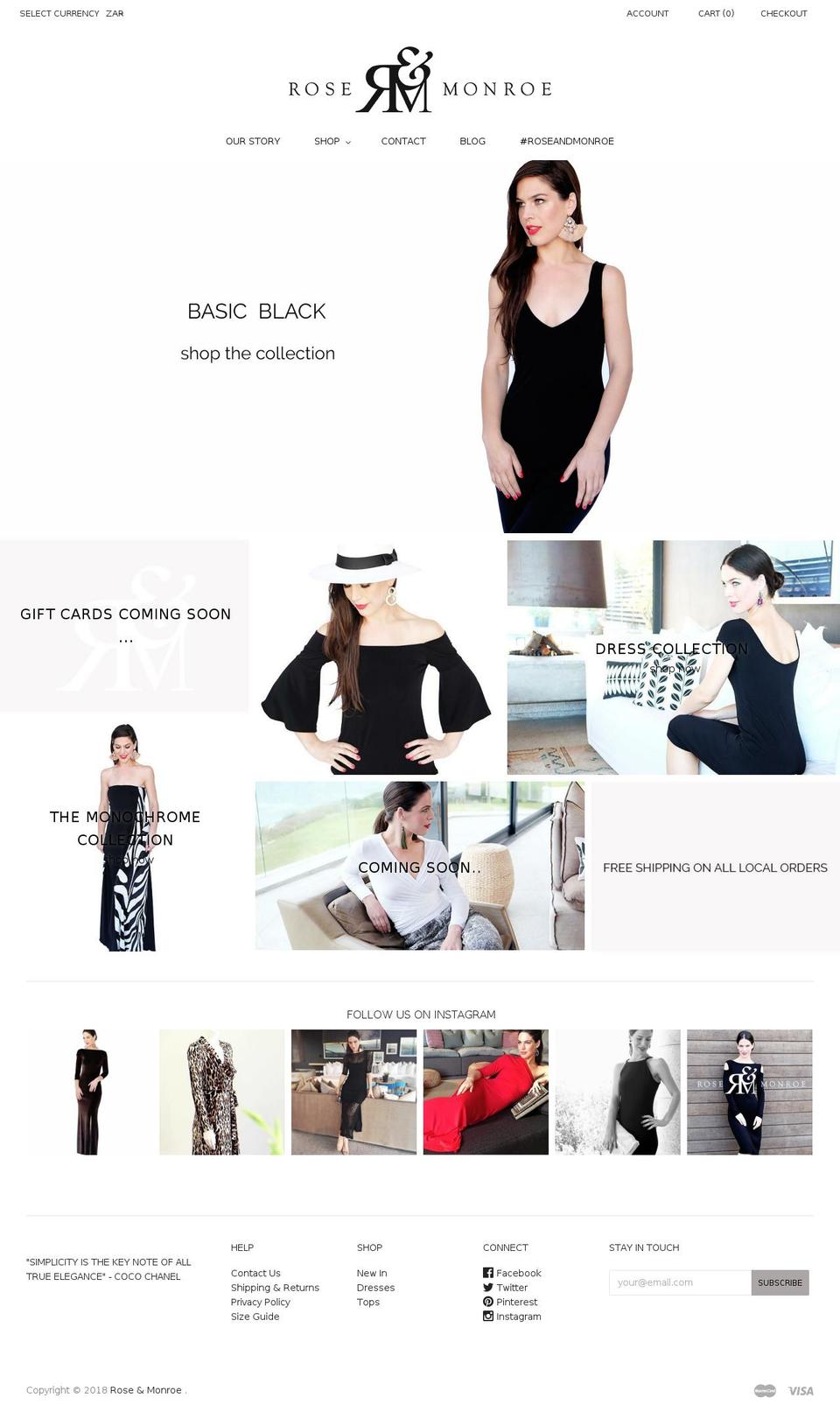 roseandmonroe.com — Shopify storefront screenshot