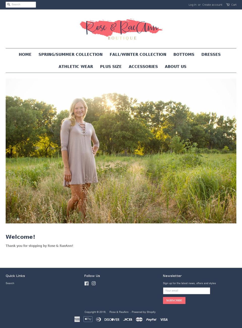 roseandraeann.com — Shopify storefront screenshot