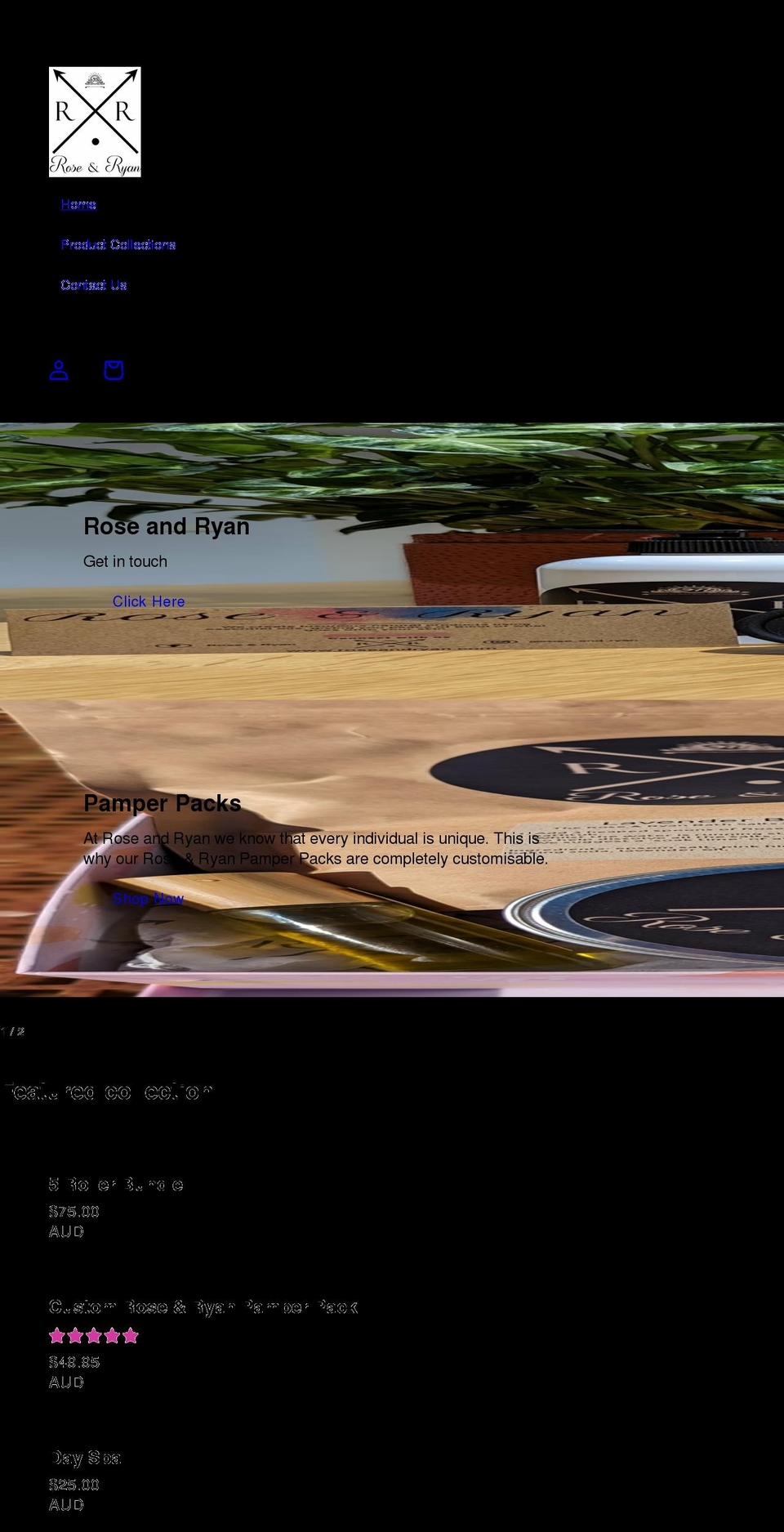 roseandryan.com shopify website screenshot