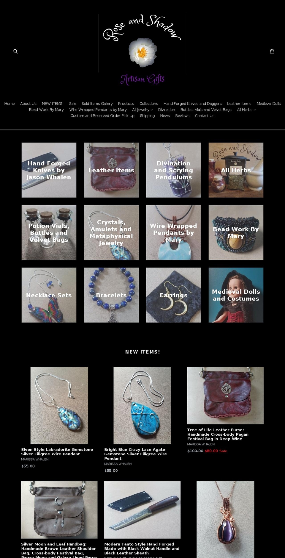 roseandshadow.com — Shopify storefront screenshot