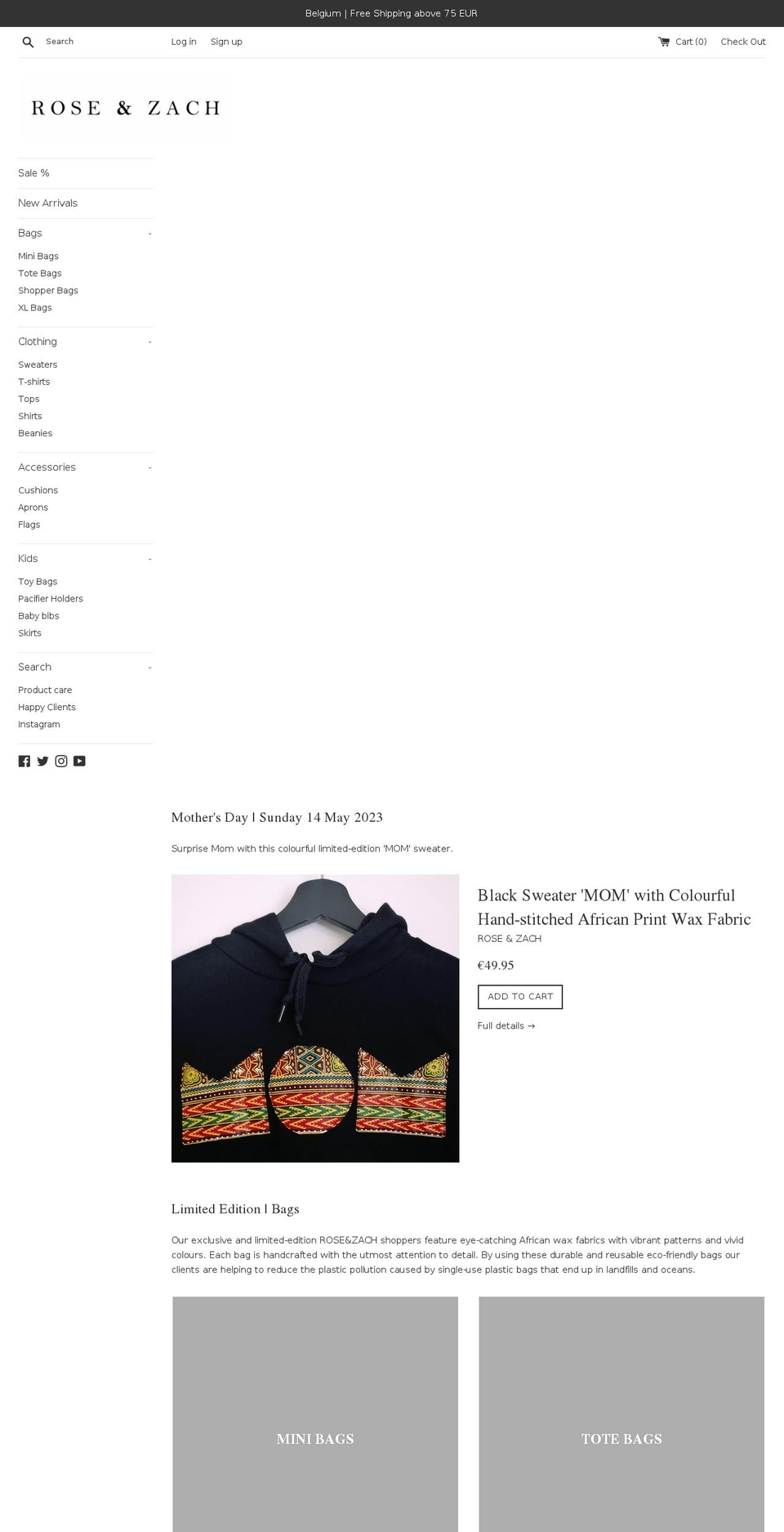 roseandzach.com — Shopify storefront screenshot