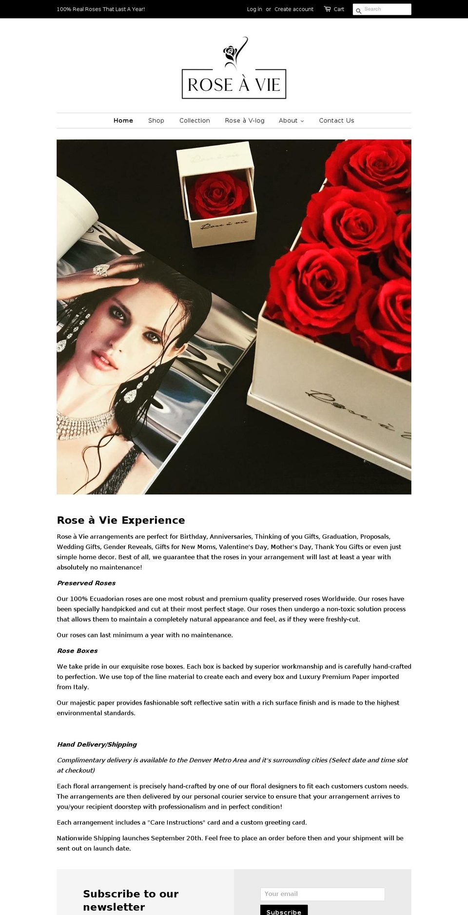 roseavie.com shopify website screenshot