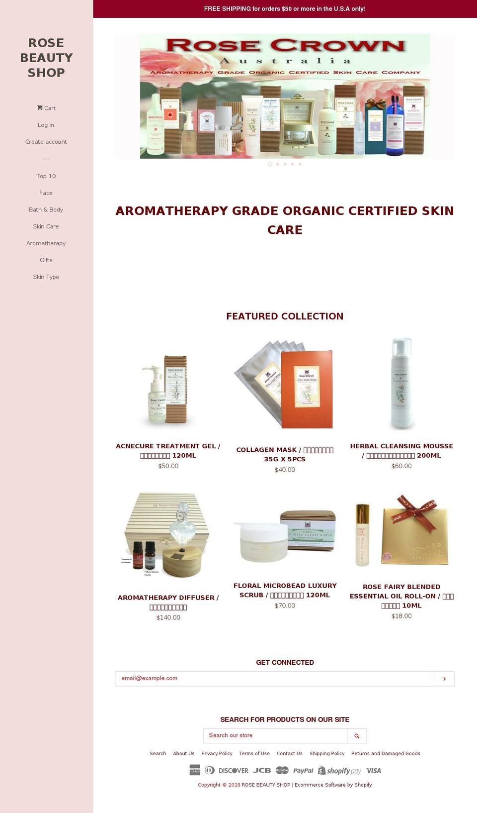 rosebeautyshop.net shopify website screenshot