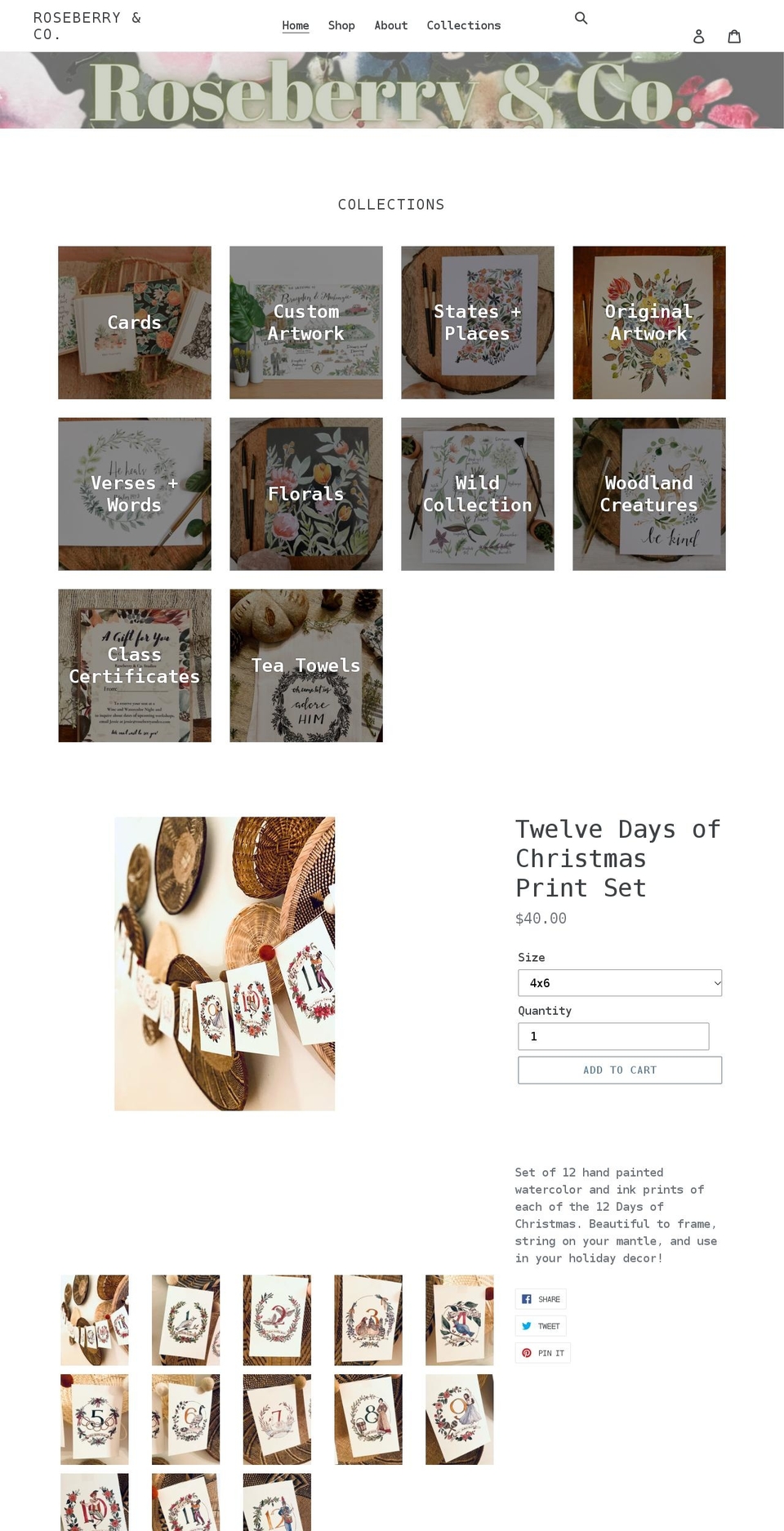 roseberryandco.com shopify website screenshot
