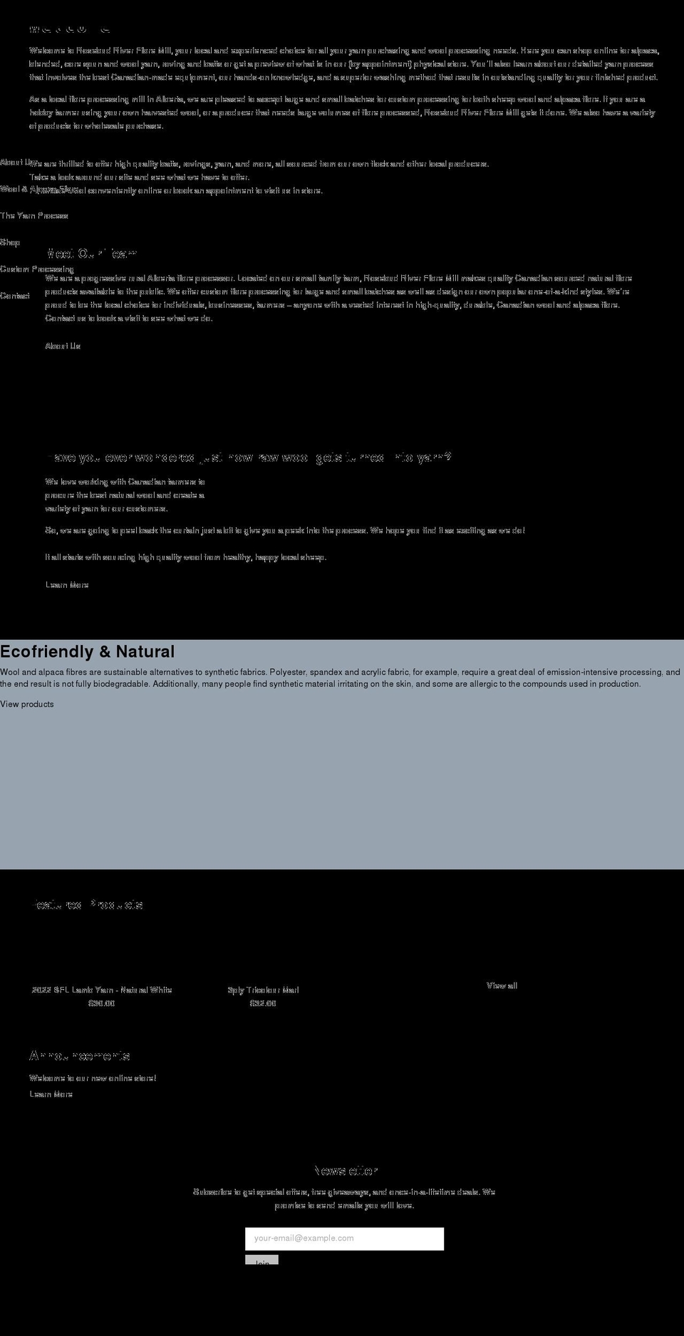 rosebudriverfibremill.com shopify website screenshot